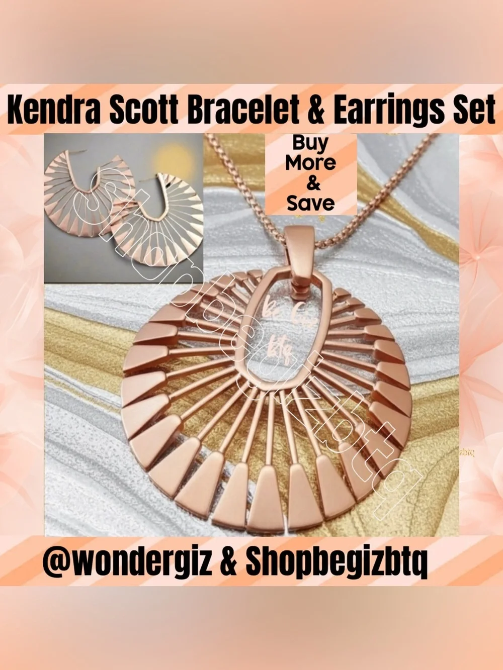 Authentic The Deanne Set Necklace and Hoop Earrings Set in Rose Gold